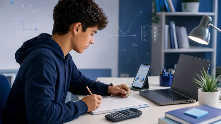 álgebra PAES ejercicios resueltos con estudiante practicando desde el celular