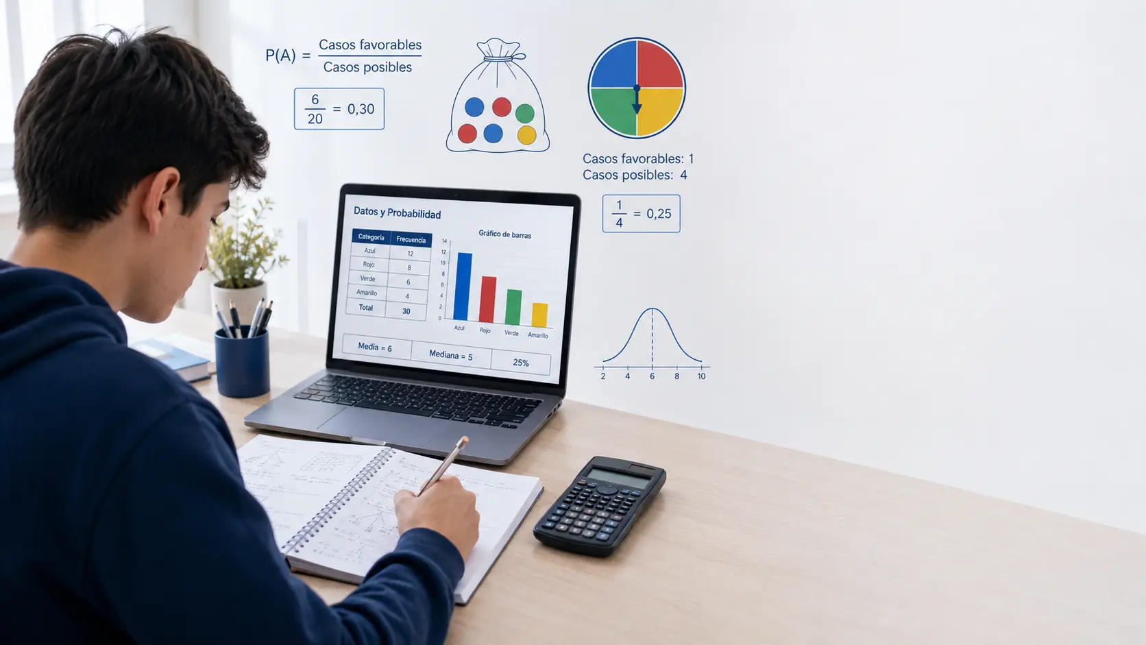 Guía de Datos y Probabilidad PAES con gráficos, estadística y probabilidad